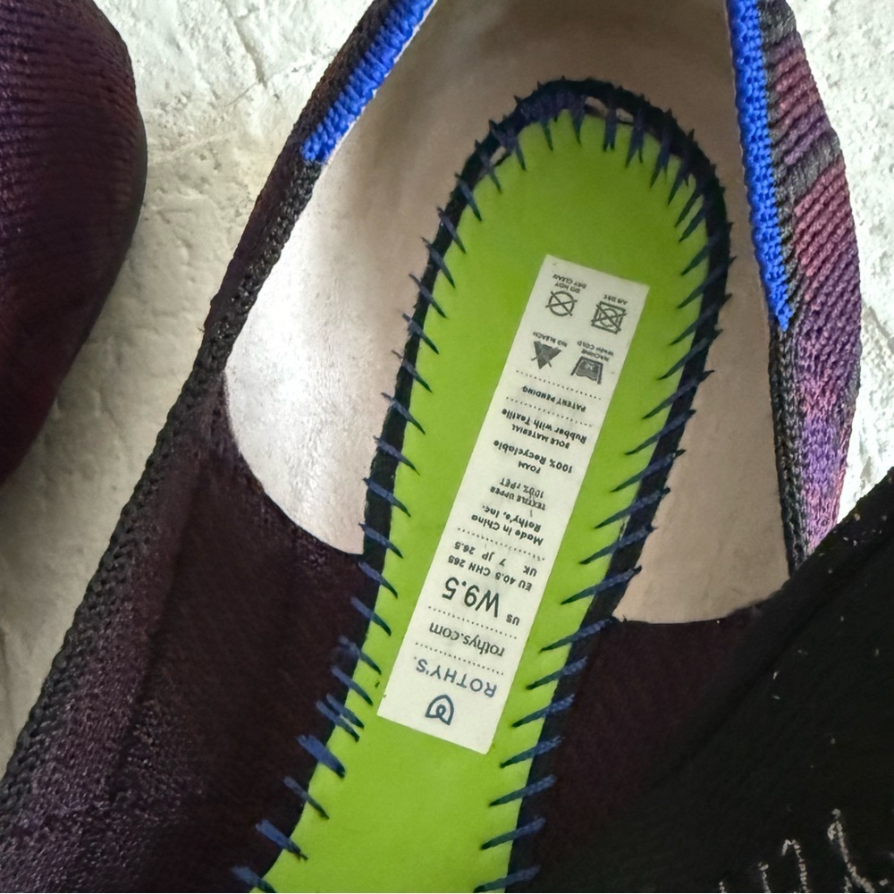 Rothys Cranberry plaid pointy toe flats sz 9.5 - Picture 7 of 8